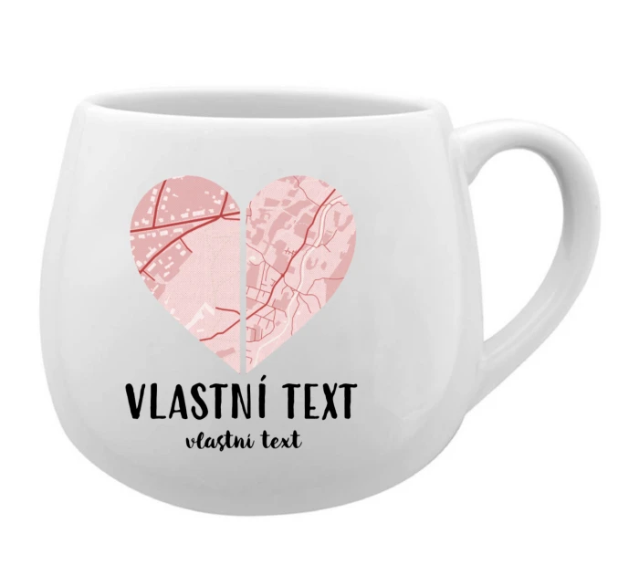 Personalizovaný keramický hrníček - dvě mapy jako srdce
