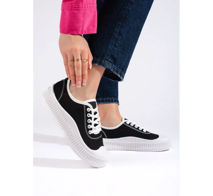 Trendy tenisky dámské černé bez podpatku Trendy tenisky dámské černé bez podpatku