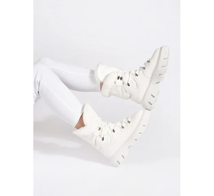 Módní sněhule bílé dámské platforma Módní sněhule bílé dámské platforma