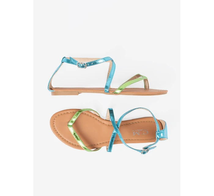 Pohodlné dámské  sandály zelené bez podpatku