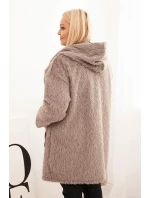 Dámský kabát Plus Size z viskózy na zip s kapucí fango Dámský kabát Plus Size z viskózy na zip s kapucí fango