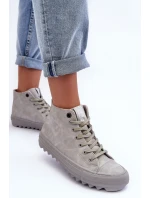 Dámské Tenisky Big Star Vysoké Zateplené Šedé GG274070 Dámské Tenisky Big Star Vysoké Zateplené Šedé GG274070