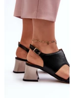 Dámské kožené sandály na podpatku Maciejka 06566-01 černé