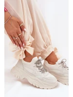 Dámské tenisky na platformě s ozdobným šněrováním béžové model 21690416 - Boto Dámské tenisky na platformě s ozdobným šněrováním béžové model 21690416 - Boto