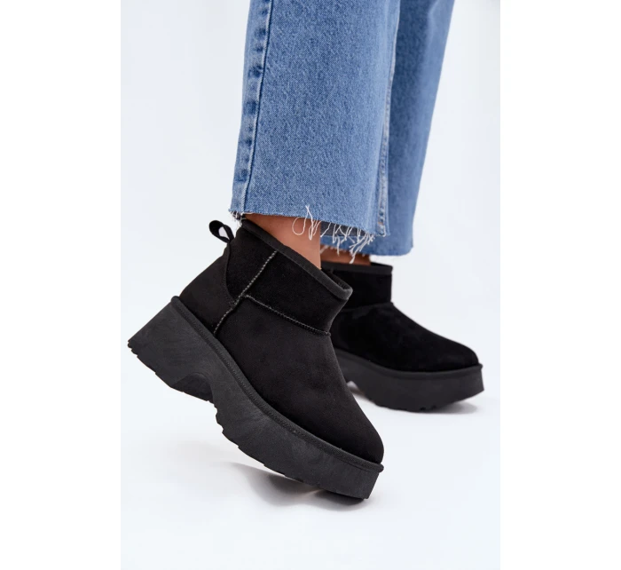 Dámské Nízké Sněhule Na Zasun S Oteplením S Hřejivým Kožíškem Černé Mavelle Dámské Nízké Sněhule Na Zasun S Oteplením S Hřejivým Kožíškem Černé Mavelle