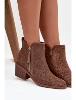 Dámské boty na podpatku model 21713523 hnědé - S.Barski Dámské boty na podpatku model 21713523 hnědé - S.Barski