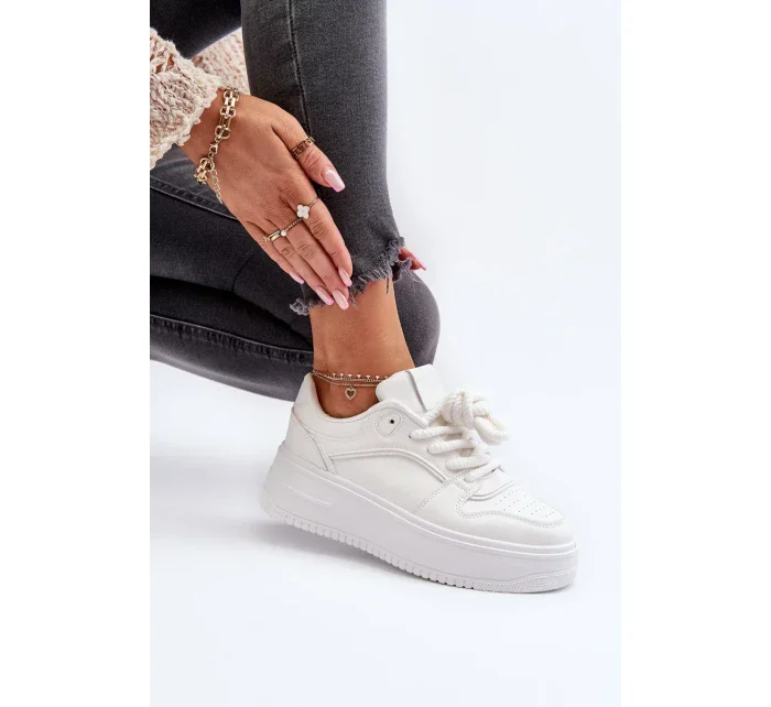 Dámské Tenisky na platformě Eco Leather White Vhisper Dámské Tenisky na platformě Eco Leather White Vhisper