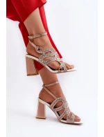 Zdobené dámské sandály na vysokém podpatku D&A Pink Zdobené dámské sandály na vysokém podpatku D&A Pink