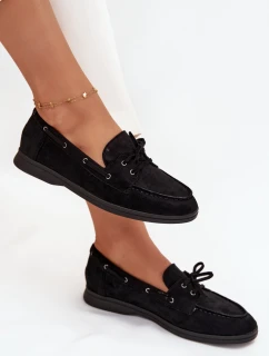 Dámské mokasíny s tkaničkami Zalina – černé