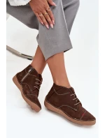 Dámské kožené polobotky s prošitím na zip Artiker – hnědé Dámské kožené polobotky s prošitím na zip Artiker – hnědé