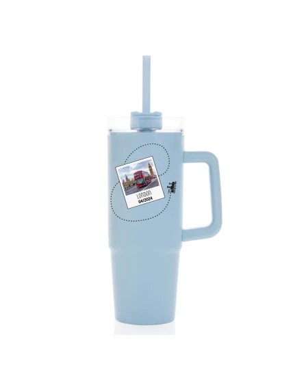 Vlastní text na cestovatelskou termosku s průhledným víčkem