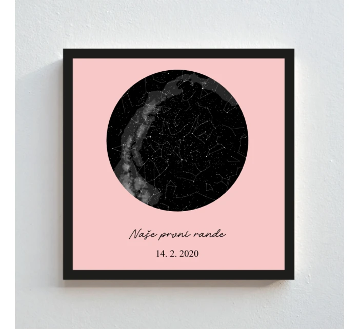 Personalizovaný plakát v rámu - čtverec 20x20 - hvězdná mapa