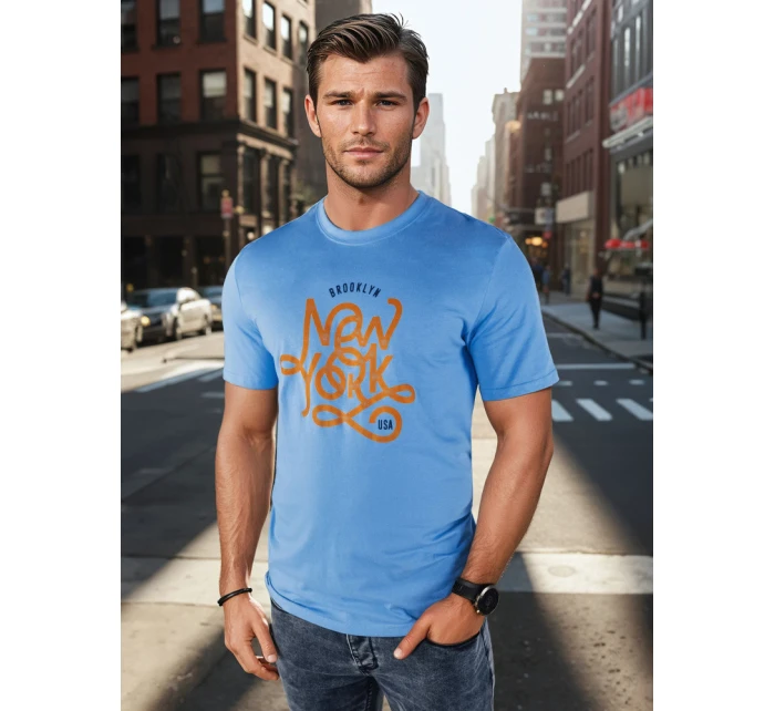 Pánské modré tričko s potiskem FashionStreet RX5370