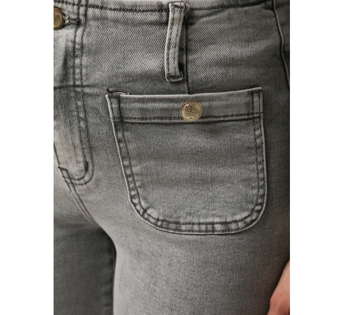 Dámské džíny s vysokým pasem a širokými nohavicemi šedé FashionStreet UY2875 Dámské džíny s vysokým pasem a širokými nohavicemi šedé FashionStreet UY2875