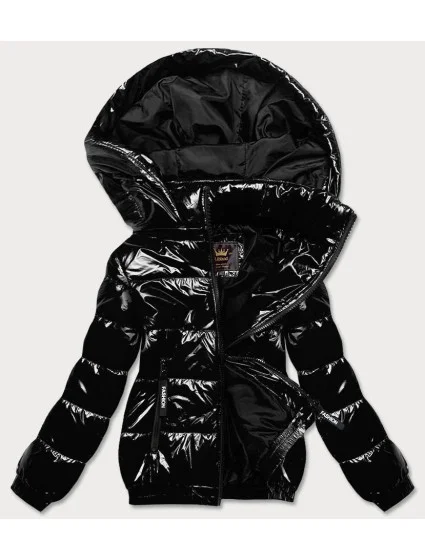 BŁYSZCZĄCA KURTKA DAMSKA ŚCIĄGACM CZARNA model 20610216 - Libland