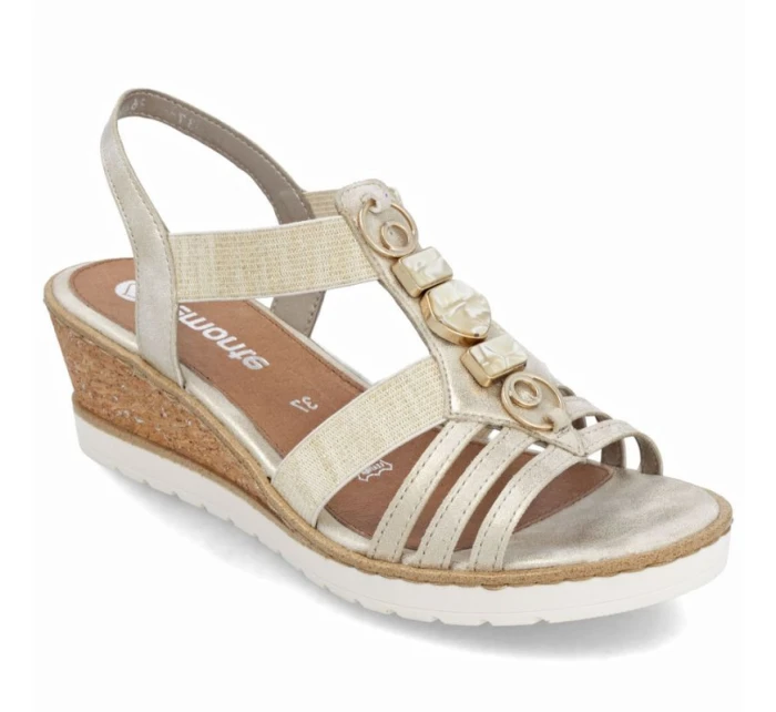 Dámské zlaté sandály  na platformě s podrážkou model 21904834 - Remonte