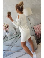 Šaty s potiskem model 18744170 ecru - K-Fashion Šaty s potiskem model 18744170 ecru - K-Fashion