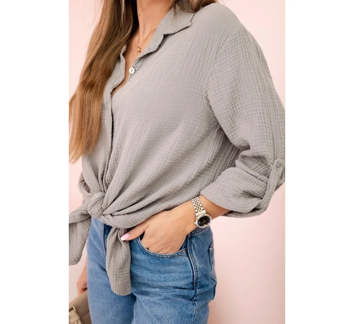 Bavlněná mušelínová košile oversize model 21908591 - K-Fashion