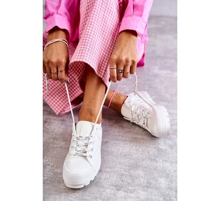 Módní lakované tenisky Big Star KK274045 Bílá Módní lakované tenisky Big Star KK274045 Bílá