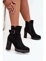 Dámské kotníkové boty na podpatku s přezkou zateplené černé model 21711634 - Boto Dámské kotníkové boty na podpatku s přezkou zateplené černé model 21711634 - Boto