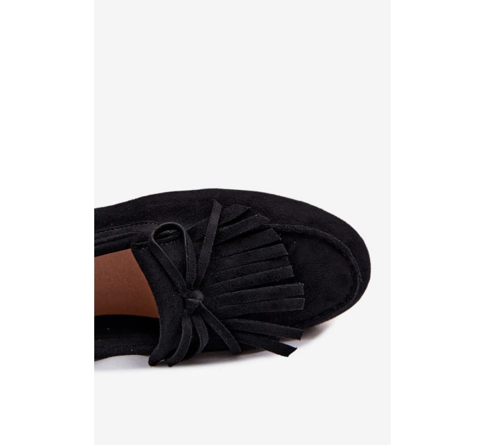 Dámské mokasíny s třásněmi černé model 21919027 - Boto
