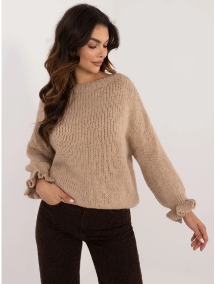 Sweter MI SW model 20535929 ciemny bezowy - FPrice Sweter MI SW model 20535929 ciemny bezowy - FPrice