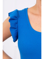 Šaty s volánky na rukávu fialovo-modré