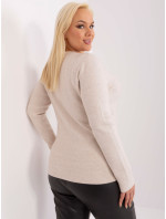Světle béžový dámský pletený svetr velikosti plus
