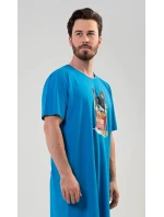 Pánská noční košile Bulldog modrá - Vienetta