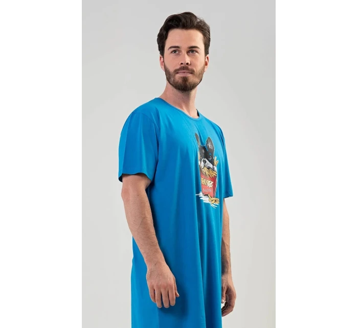 Pánská noční košile Bulldog modrá - Vienetta