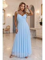 maxi šaty na ramínka s výstřihem do V – světle modré model 22266653 - numoco basic maxi šaty na ramínka s výstřihem do V – světle modré model 22266653 - numoco basic