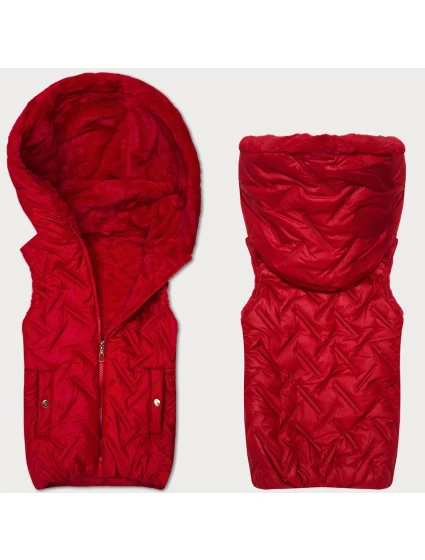 Červená dámská vesta s kožešinovou podšívkou S'West (B8252-404) Červená dámská vesta s kožešinovou podšívkou S'West (B8252-404)