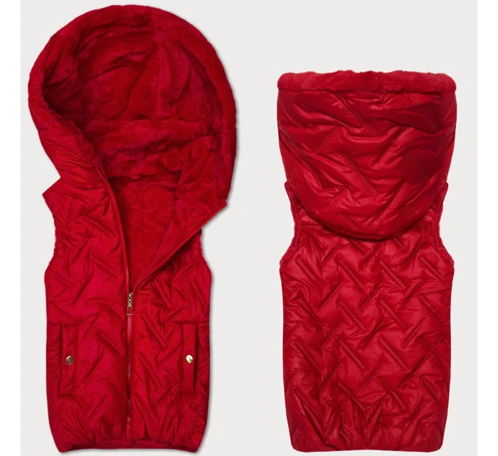 Červená dámská vesta s kožešinovou podšívkou S'West (B8252-404) Červená dámská vesta s kožešinovou podšívkou S'West (B8252-404)