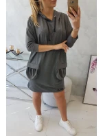 Šaty s kapucí v grafitové barvě Šaty s kapucí v grafitové barvě