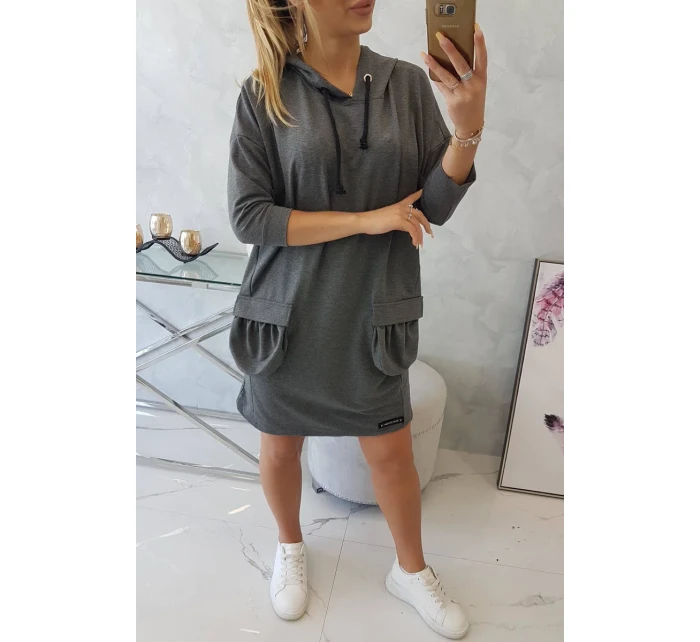 Šaty s kapucí v grafitové barvě Šaty s kapucí v grafitové barvě