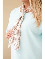 Dámská viskózová halenka Plus Size s krátkým rukávem a ozdobným šátkem mentolová