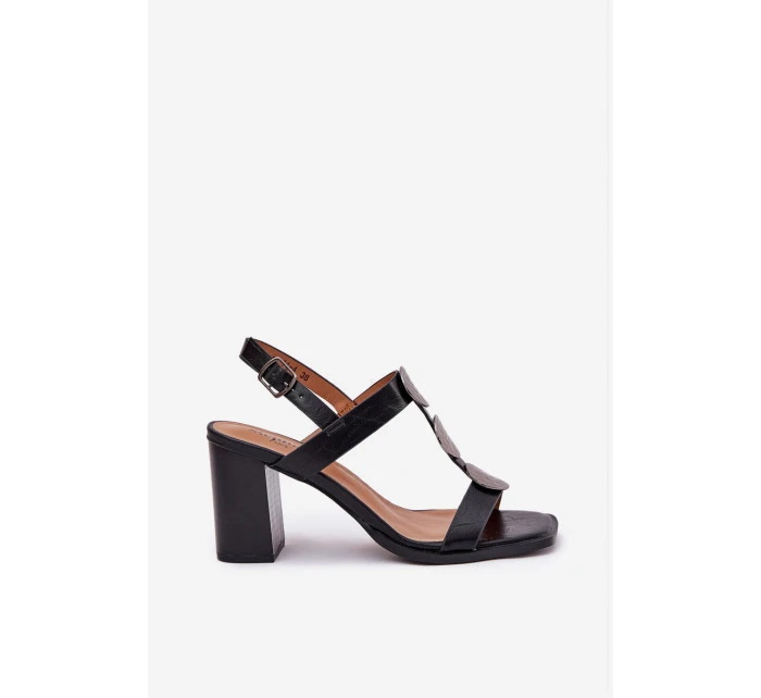 Dámské sandály na podpatku s ozdobným páskem černé model 21687251 - Boto Dámské sandály na podpatku s ozdobným páskem černé model 21687251 - Boto