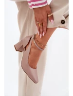 Kožené Lodičky Na Podpatku model 21694783 Béžové - Maciejka Kožené Lodičky Na Podpatku model 21694783 Béžové - Maciejka