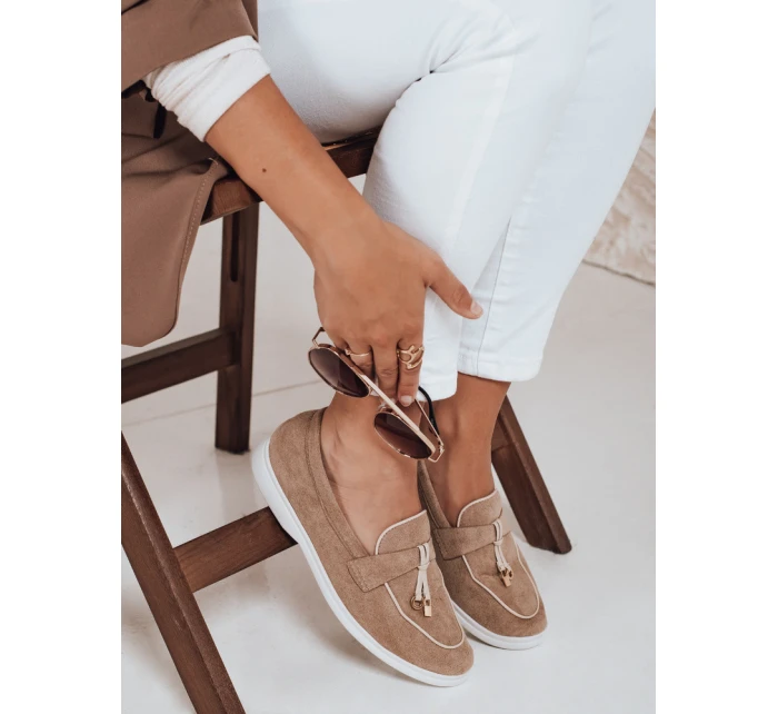 Dámské semišové béžové mokasíny Dstreet model 21992083 - FashionStreet