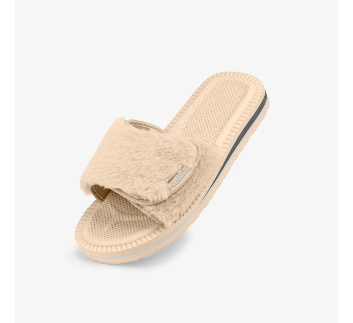 Cubota žabky na suchý zip s kožešinou béžové K24AW-100-001-03-1 Cubota žabky na suchý zip s kožešinou béžové K24AW-100-001-03-1