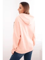 Dámská mikina s kapucí a klokankou z bavlny lososová
