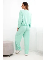 Dámský komplet z model 21951985 mikina s přívěskem a široké kalhoty mentolová - K-Fashion Dámský komplet z model 21951985 mikina s přívěskem a široké kalhoty mentolová - K-Fashion