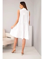 Dámské bavlněné košilové šaty bez rukávů s knoflíky bílá