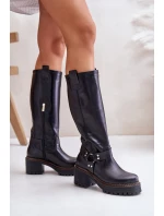 Kožené dámské holínky nad kolena černé Lewski model 21672823 - Boto
