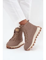 Zateplené dámské kozačky na platformě tmavě béžové Marivira