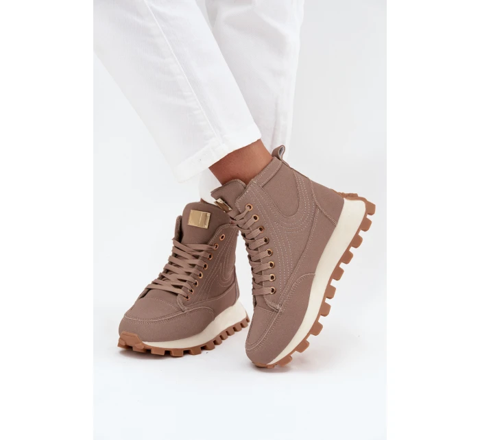 Zateplené dámské kozačky na platformě tmavě béžové Marivira