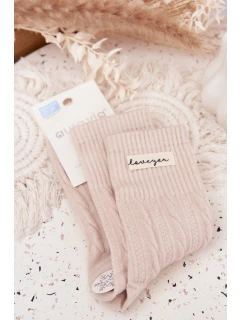 Teplé dámské ponožky s vlnou béžové