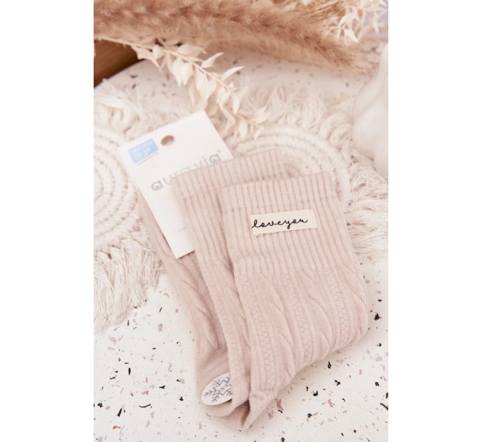 Teplé dámské ponožky s vlnou béžové