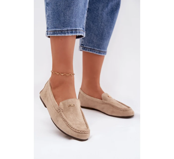Dámské mokasíny s malým zlatým detailem tmavě béžové Sarivelle