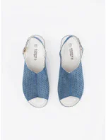 Praktické dámské  sandály modré na klínku